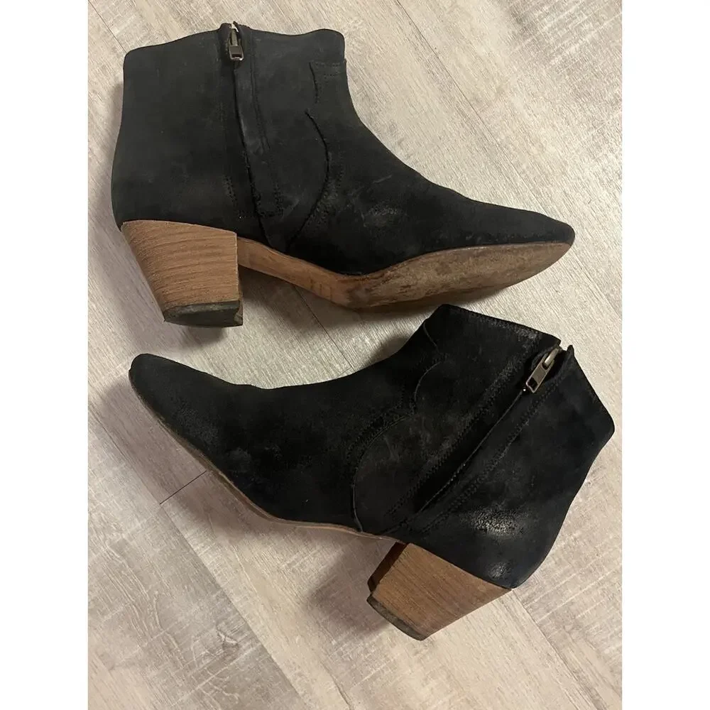 Isabel Marant Western Suede Dicker Boots Black Bootie French Luxury 38 7.5-8